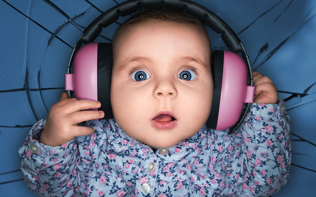 baby with headphones