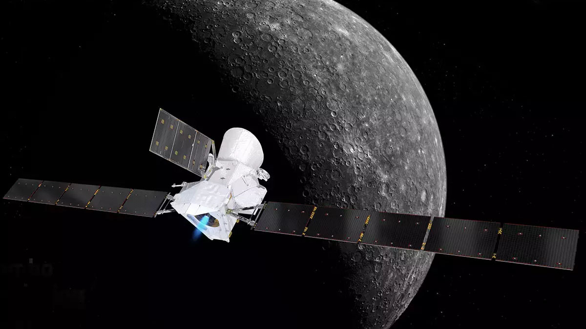 BepiColombo spacecraft orbiting Mercury