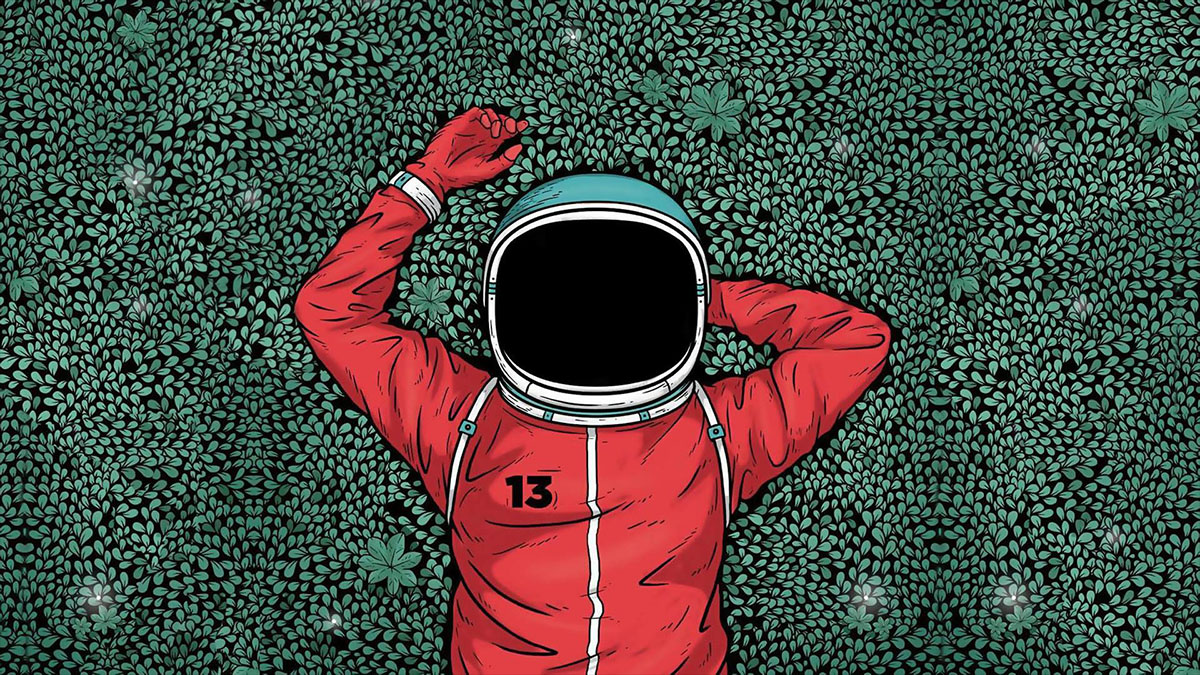 lounging astronaut