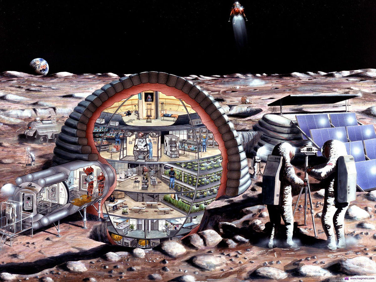 moon base retro sketch cutaway