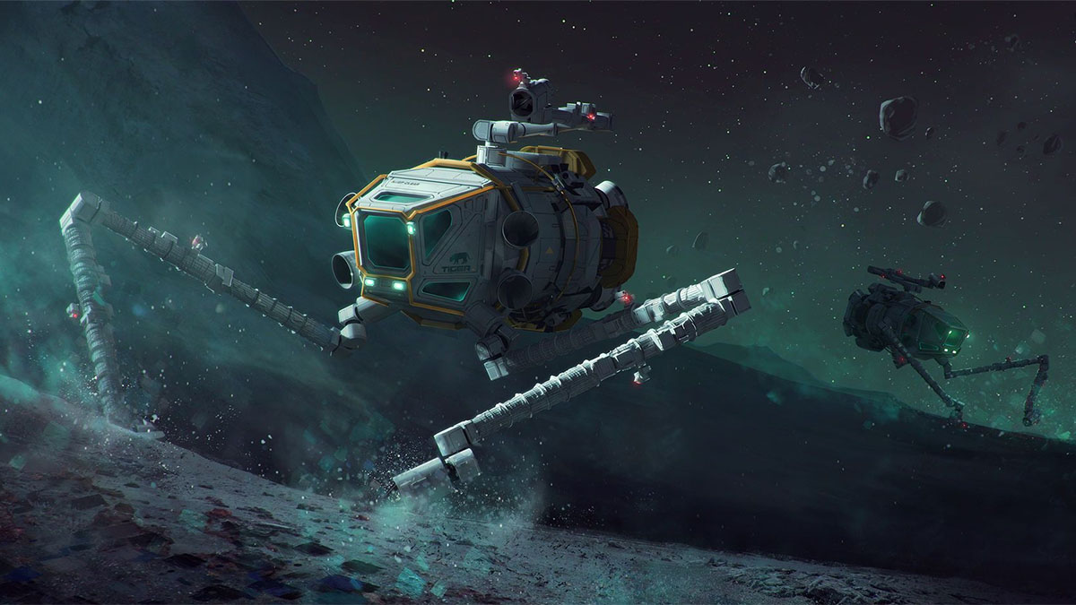 robots mining asteroid