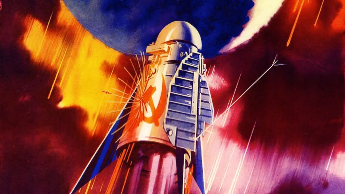 soviet rocket from propaganda poster